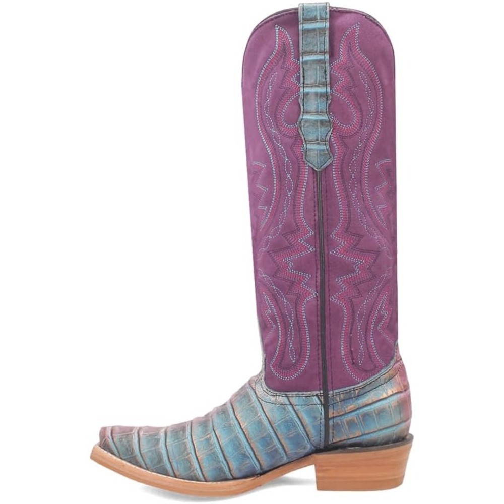 NEW Dingo1969 Royale Caterina Purple Blue Caiman Snip Toe Western Cowgirl Boots - Picture 6 of 16